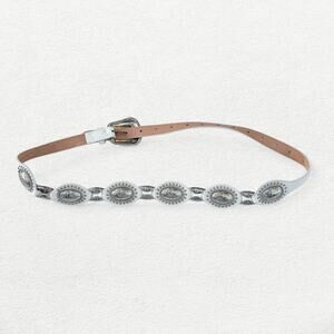 Western Cowboy Belt in White and Silver